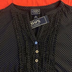 CHAPS CLASSICS LS All Cotton Polka Dot Top